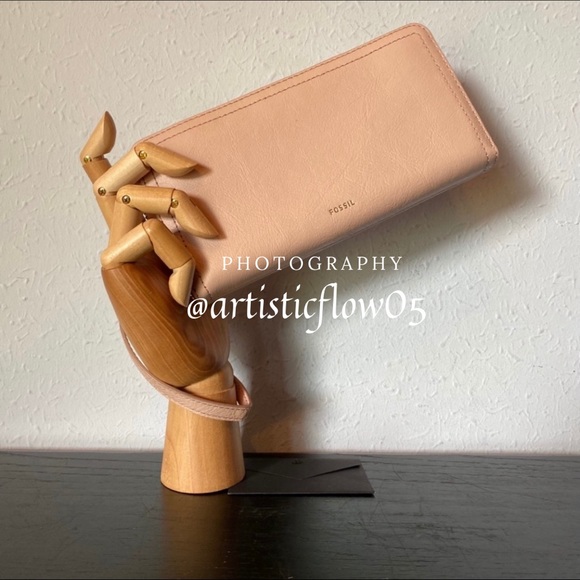 NEW Fossil RFID Dusty Rose Logan Zip Around Clutch - Picture 2 of 8